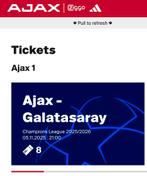 Ajax - Galatasaray wo 5-11 21:00 Arena vak 122 laag, Losse kaart, Eén persoon, November, Europa of Champions League