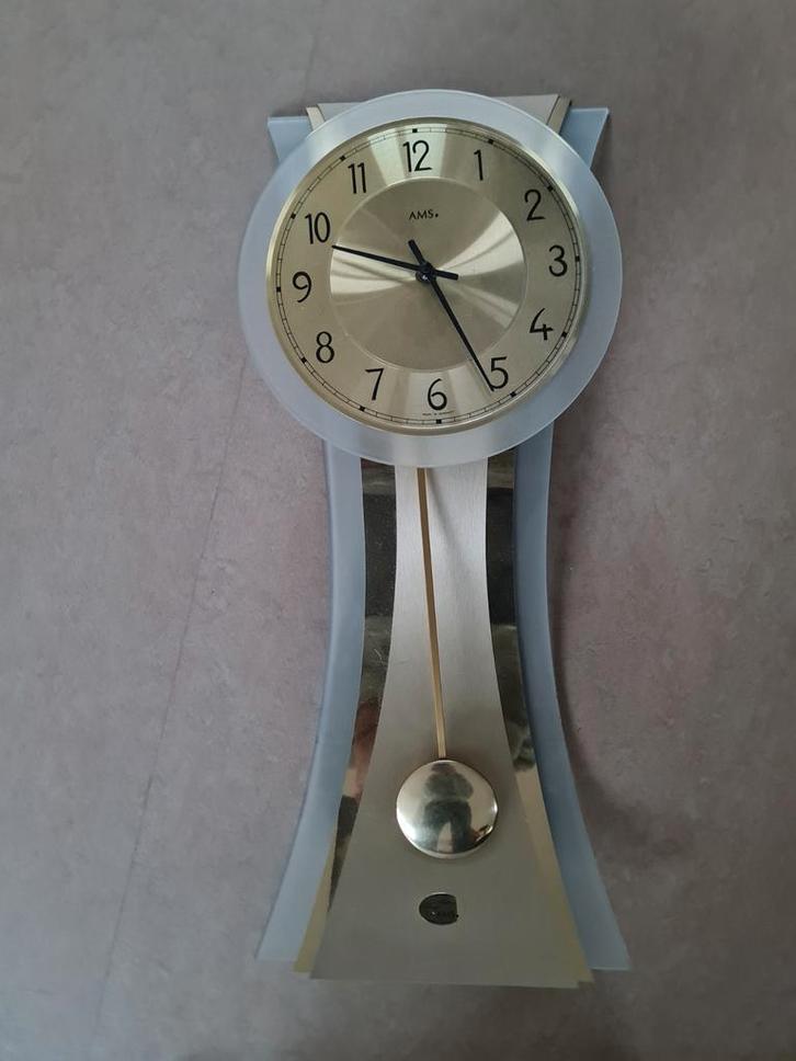 Goudkleurige Wandklok Andreas Mayer by AMS, Huis en Inrichting, Woonaccessoires | Klokken, Wandklok, Ophalen of Verzenden