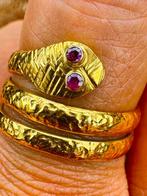 18 KARAAT GOUDEN SLANGEN RING 8,2 GRAM, Sieraden, Tassen en Uiterlijk, Ringen, Goud, Goud, 20 of groter, Met edelsteen