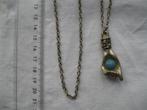 Mooie lange zilverkleurige oude ketting handje met steentje, Ophalen of Verzenden, Zo goed als nieuw, Zilver, Overige materialen