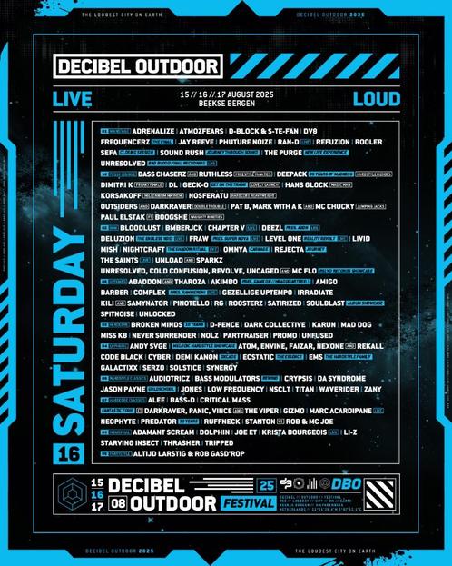 2 kaartjes Decibel Outdoor zaterdag 16 augustus, Tickets en Kaartjes, Evenementen en Festivals, Twee personen, Meerdaags
