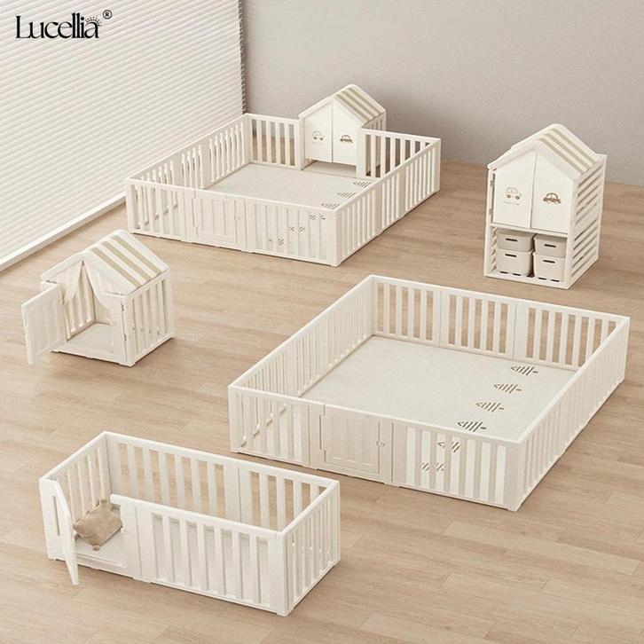 Lucellia XXL Grondbox 5-in-1 Beige – 180x200x68cm, Kinderen en Baby's, Boxen, Nieuw, Vierkant, Ophalen of Verzenden
