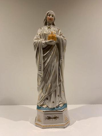 Antiek Maria Beeld met Gouden Accenten Religieus beschikbaar voor biedingen