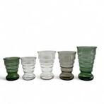 K.P.C. de Bazel ontwerp. Vijf glazen ribbelvazen, Ophalen of Verzenden