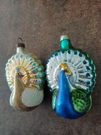 Vintage kerstballen van glas pauw, 2x, Diversen, Kerst, Ophalen of Verzenden, Zo goed als nieuw