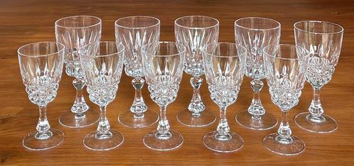 10 Kristal geslepen wijnglazen, Verzamelen, Glas en Borrelglaasjes, Zo goed als nieuw, Overige typen, Ophalen of Verzenden