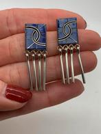 S75 Prachtige zilveren fringe oorbellen Navajo hummingbird, Hangers, Ophalen of Verzenden, X, Met edelsteen