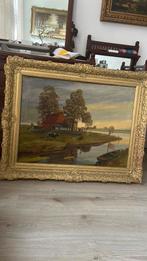 Antieke schilderij L 80 B 95, Antiek en Kunst, Ophalen of Verzenden