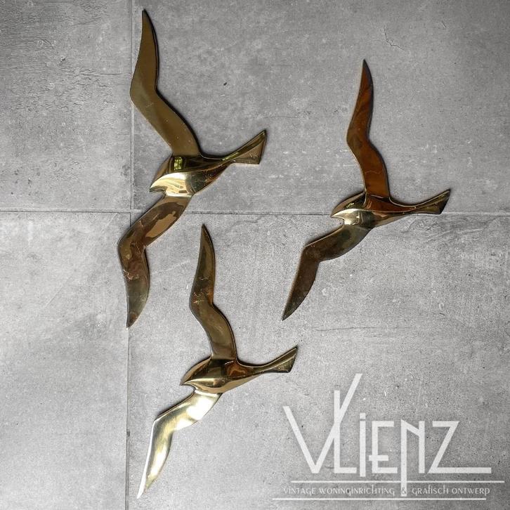 Vintage Midcentury messing vogels wandsculptuur wand retro, Huis en Inrichting, Woonaccessoires | Wanddecoraties, Gebruikt, Ophalen of Verzenden