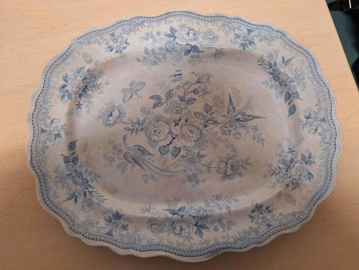 Antieke schaal met blauw bloemmotief, Antiek en Kunst, Antiek | Schalen, Ophalen of Verzenden