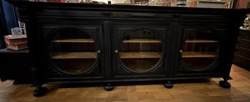 Antiek groot dressoir 260cm, oude vitrine boekenkast  VdlM beschikbaar voor biedingen