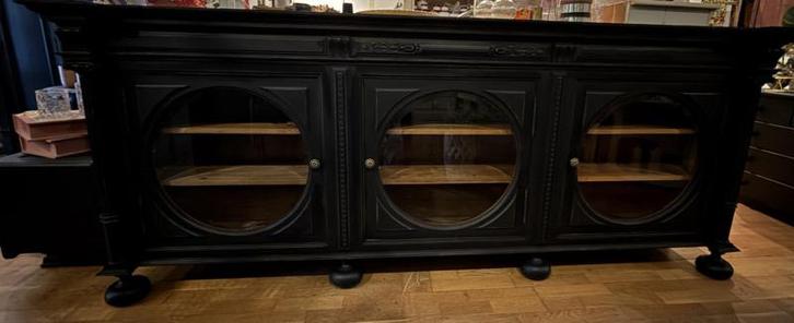 Antiek groot dressoir 260cm, oude vitrine boekenkast  VdlM, Huis en Inrichting, Kasten | Dressoirs, Zo goed als nieuw, 200 cm of meer