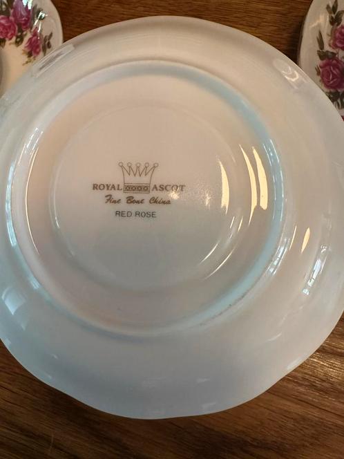 Royal Ascot Red Rose - 3 Kop en Schotels Herenmodel, Antiek en Kunst, Antiek | Servies los, Ophalen of Verzenden