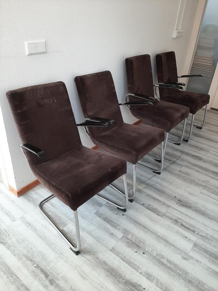 Gebroeders De Wit fauteil | Bauhaus stijl stoelen | Vintage, Huis en Inrichting, Stoelen, Gebruikt, Vier, Stof, Bruin, Ophalen