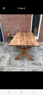 Massief eiken houten tafel, Tuin en Terras, Ophalen of Verzenden, Gebruikt, Rechthoekig, Hout