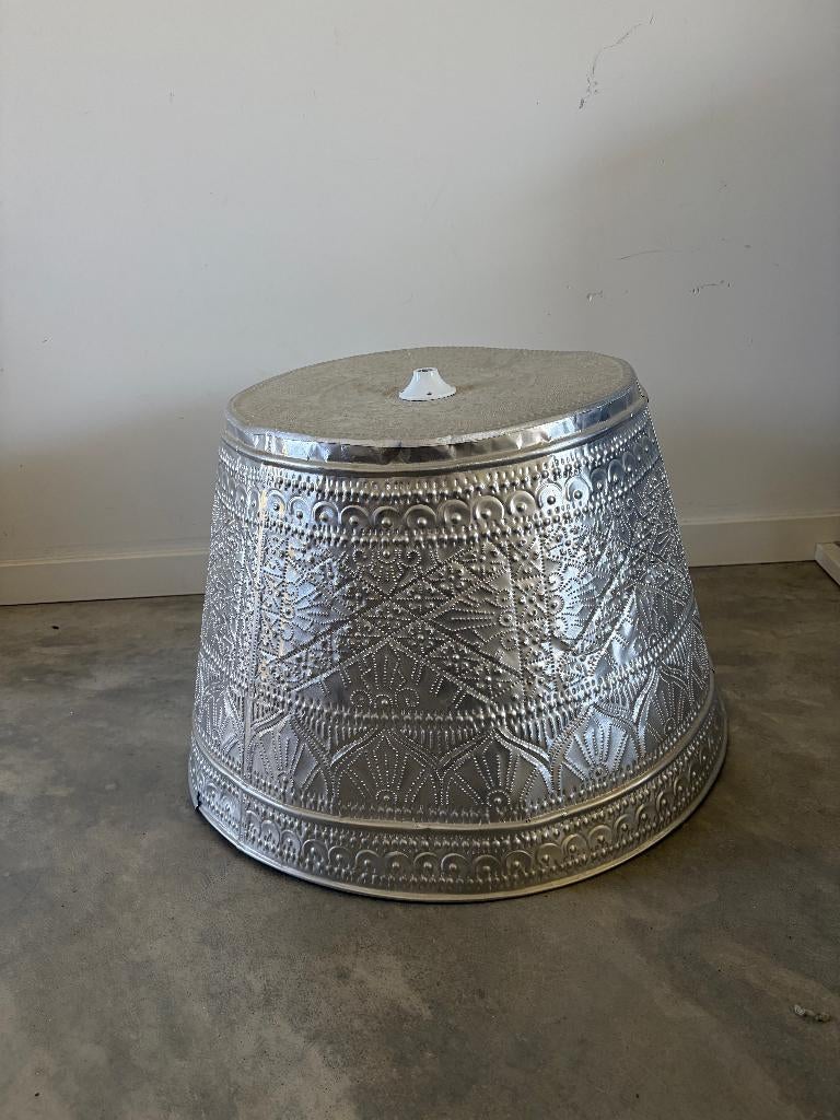 Vintage Marokkaanse hanglamp zilver metaal gegraveerd, Ophalen, Gebruikt, Metaal, Minder dan 50 cm
