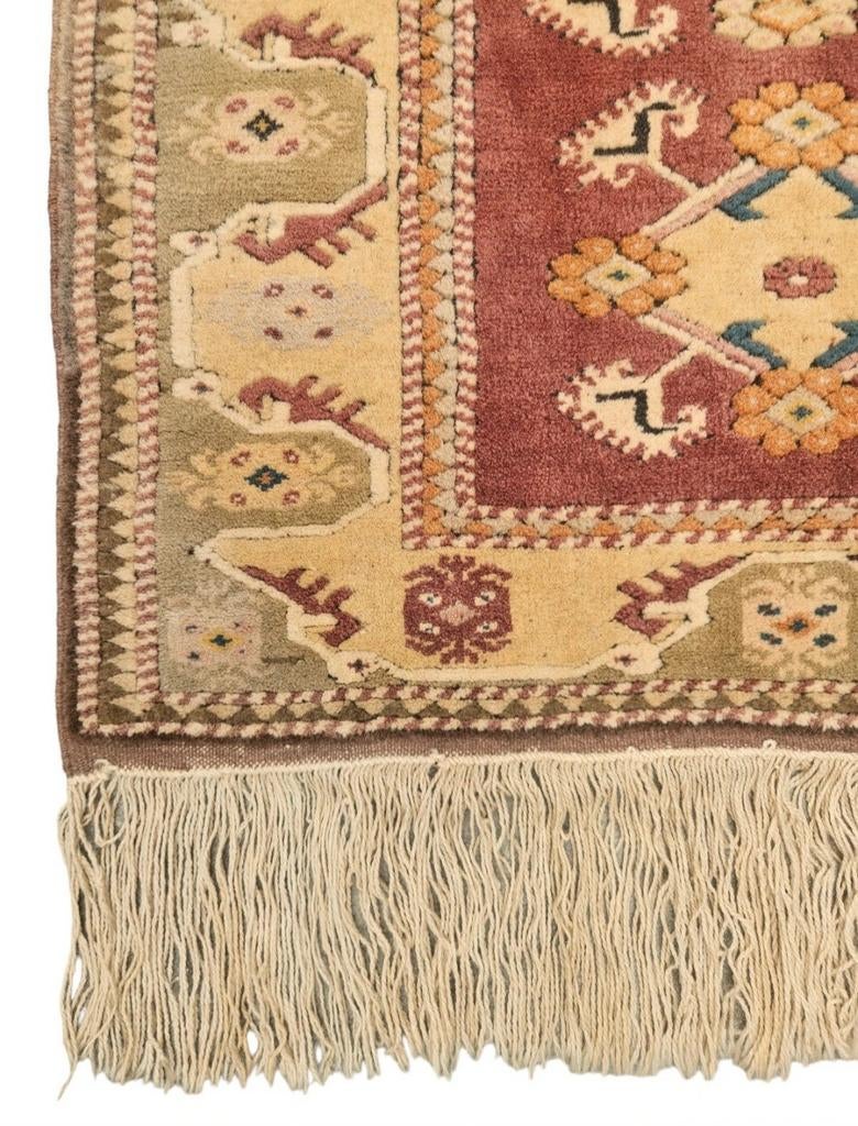 Handgeknoopt oosters wol Melas tapijt vintage 96x137cm, Crème, Gebruikt, 100 tot 150 cm, Oosters, Vintage, Klassiek