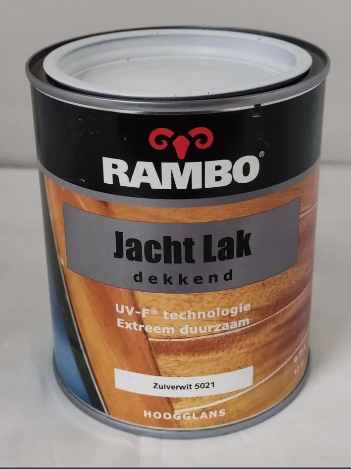 72 blikjes rambo jachtlak 5021 0,25 liter winkelprijs 6 euro, Doe-het-zelf en Verbouw, Verf, Beits en Lak, Ophalen, Nieuw, Wit