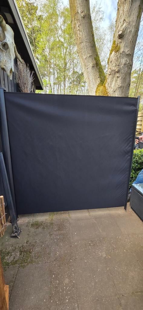 Uitschuifbaar zwart windscherm/privacyscherm 3mtr. Breed, Kunststof, Gebruikt, 100 tot 150 cm, Ophalen of Verzenden