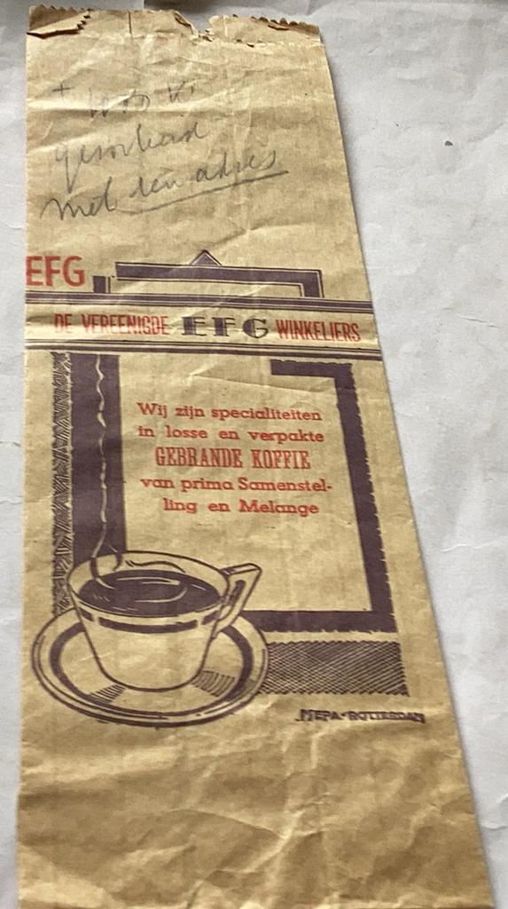 Koffie zakje afm is 9x 28 cm mepa Rotterdam EFG winkels, Verzamelen, Ophalen of Verzenden, Zo goed als nieuw