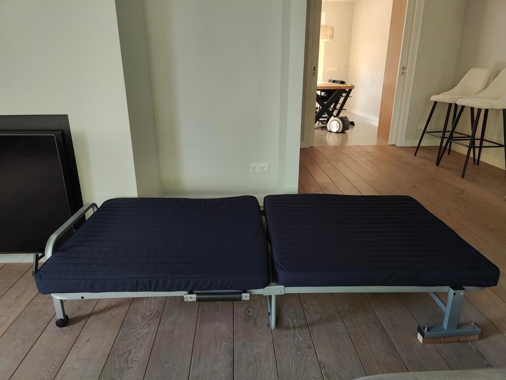 Inklapbaar bedbank, Ophalen, Gebruikt, Tweepersoons, Blauw