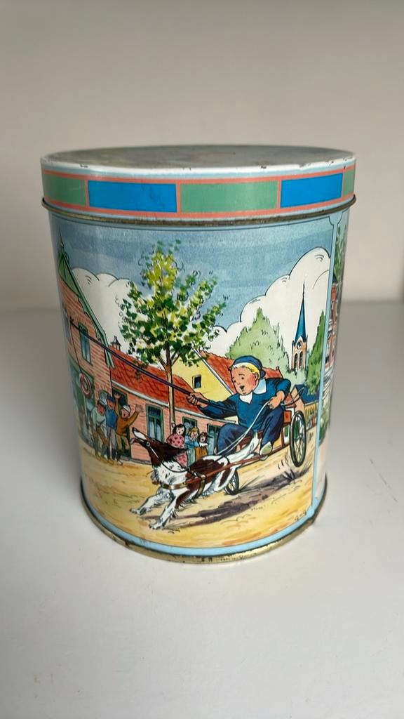 Vintage Bolletje Beschuitblik met Hollandse Taferelen, Verzamelen, Blikken, Ophalen of Verzenden, Gebruikt, Beschuit, Bolletje
