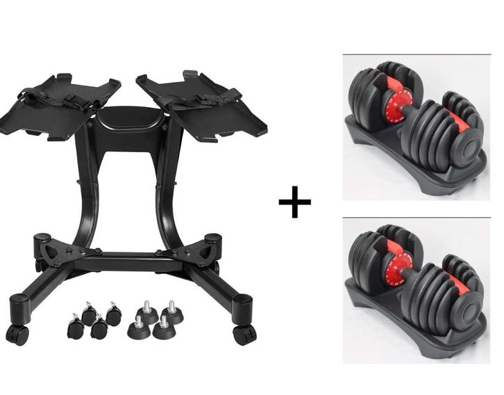 NIEUW - Verstelbare dumbells incl stand 2-24KG - NIEUW model, Sport en Fitness, Fitnessmaterialen, Nieuw, Dumbbell, Armen, Benen