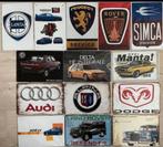 Metalen wandbord automerken 20x30 cm (prijs=per st), Verzamelen, Ophalen of Verzenden, Zo goed als nieuw, Auto's