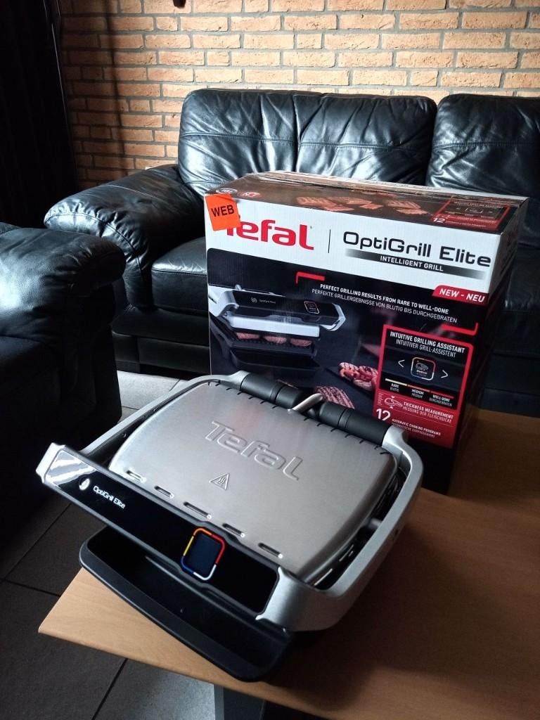 Tefal Optigrill Elite GC750D in nieuwstaat , €75,00, Witgoed en Apparatuur, Contactgrills, Ophalen of Verzenden, Uitneembare platen