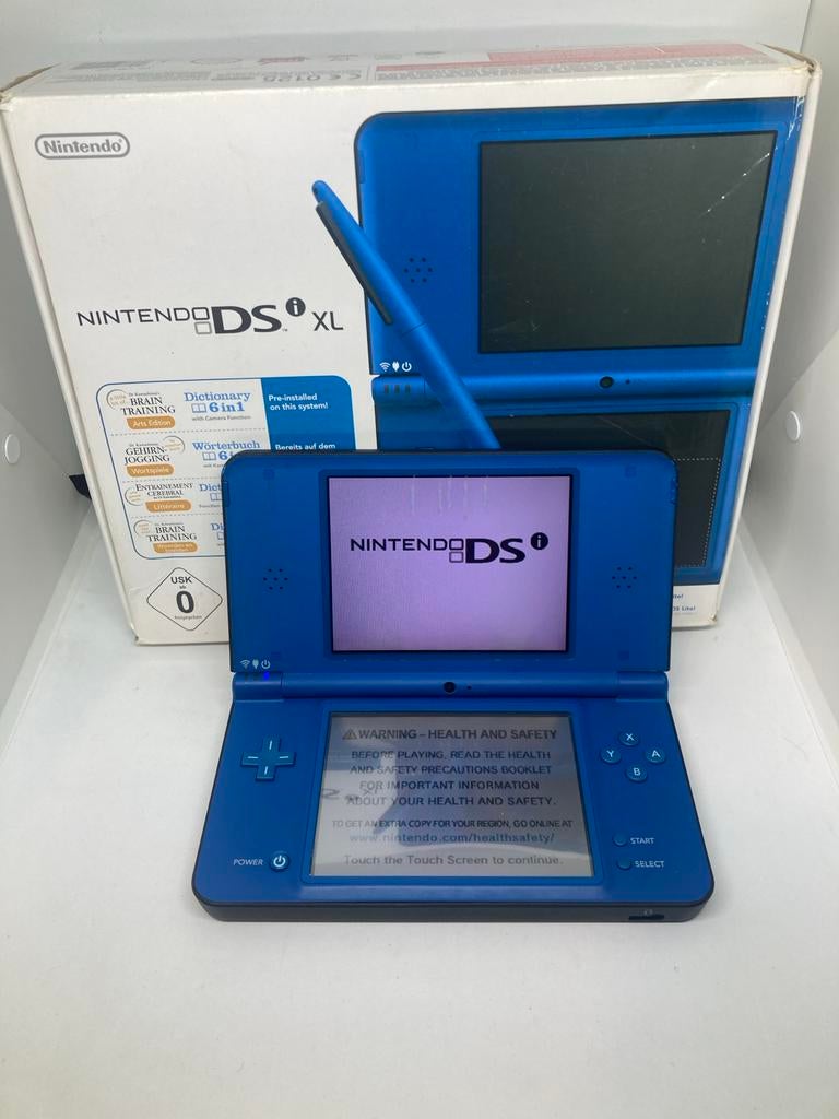 Nintendo DSi XL Blauw in doos, Spelcomputers en Games, Spelcomputers | Nintendo DS, Zo goed als nieuw, Dsi XL, Blauw, Ophalen of Verzenden