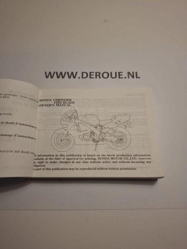 66 0WNERS MANUAL HONDA CBR900RR(T), Ophalen of Verzenden, Honda