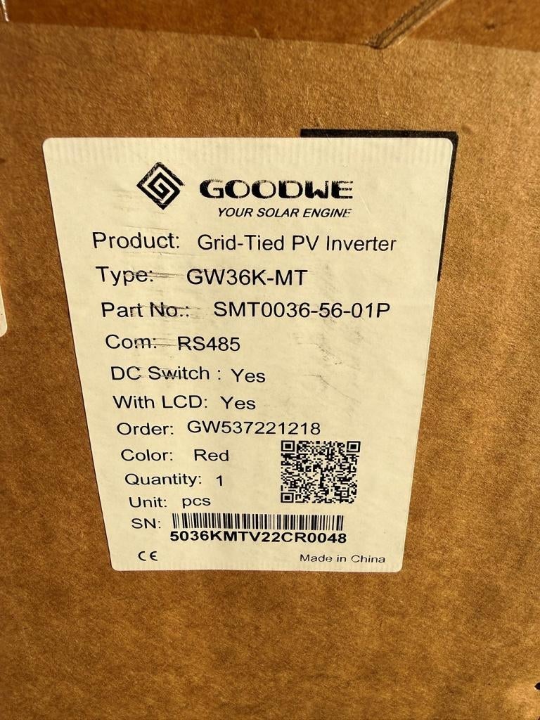 Goodwe Omvormer GW36K-MT, Goodwe, Goodwe, Overige typen, Minder dan 100 wattpiek