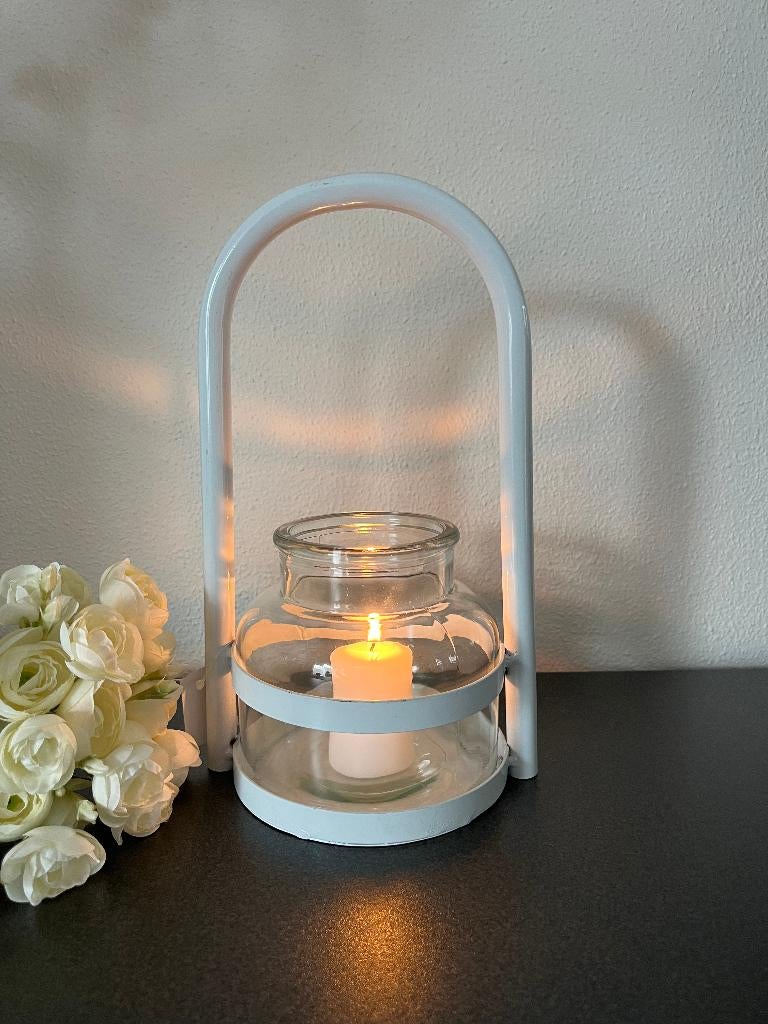 Modern windlicht/vaas wit stijlvol Nieuw!, Huis en Inrichting, Woonaccessoires | Kandelaars en Kaarsen, Wit, Nieuw, Ophalen of Verzenden