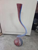 Glazen vaas rood, wit en blauw vintage, Ophalen of Verzenden