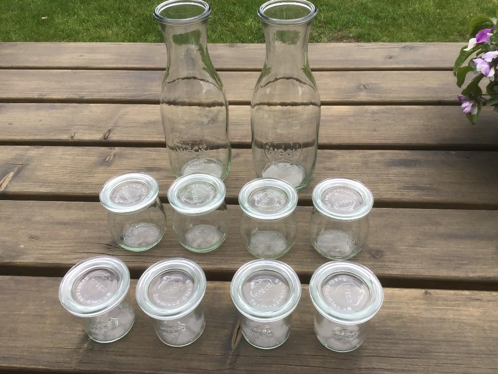 Glazen potjes fles met dekseltjes weck 10 stuks zie foto’s, Ophalen