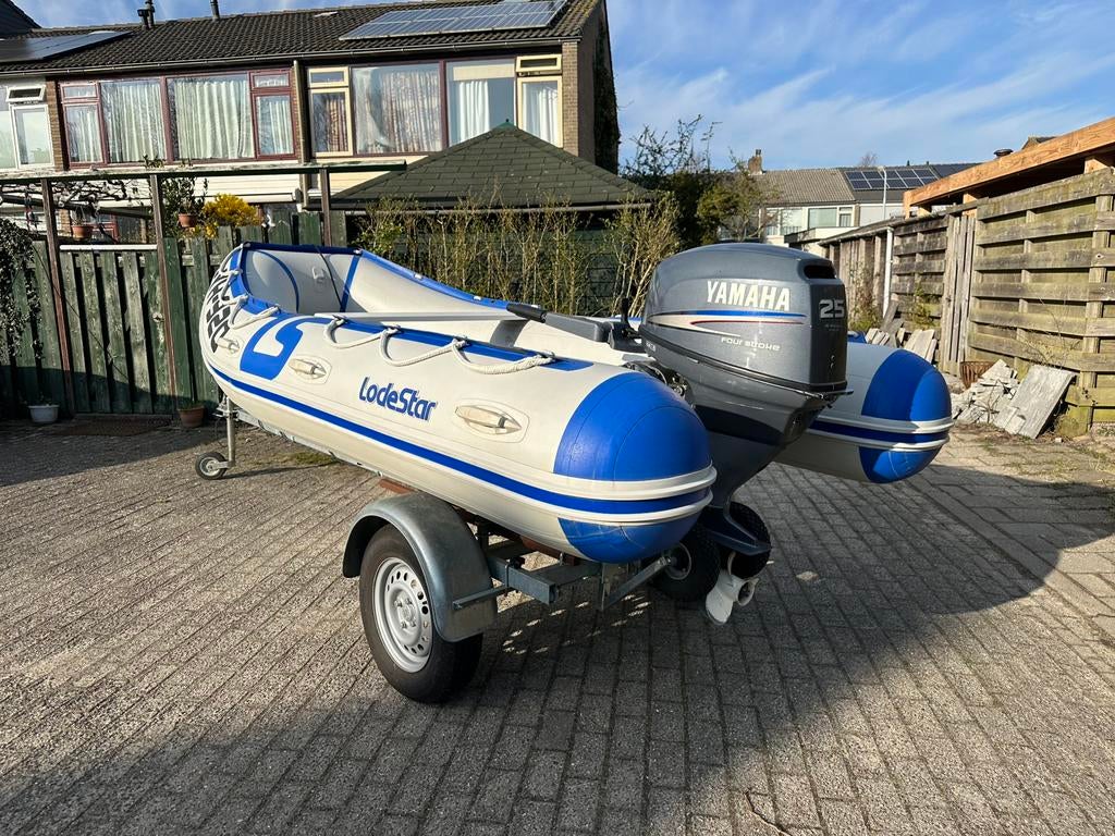 Rib Lodestar 350 met 25PK Yamaha + trailer, Ophalen, Zo goed als nieuw