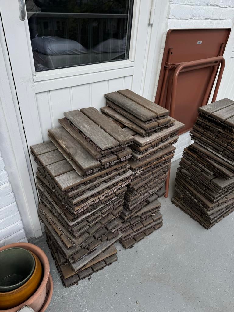 Terrastegels 48 stuks (30x30cm), Ophalen, Gebruikt, Hout