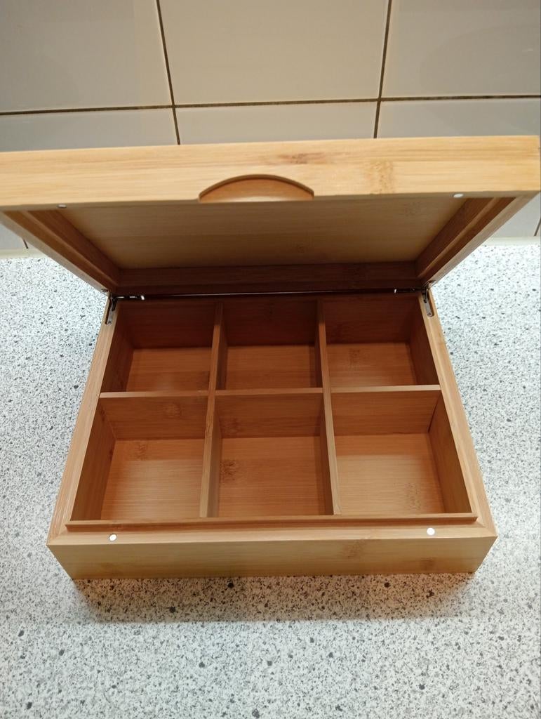 Nieuw: 6 vaks Pukka Theedoos bamboe hout., Ophalen of Verzenden, Nieuw, Hout