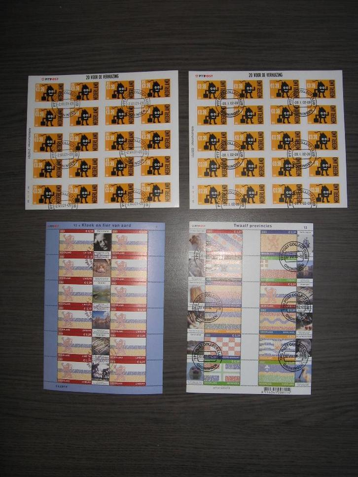 Nederland 2001 t/m 2003, 12 vellen, Gestempeld., Postzegels en Munten, Postzegels | Nederland, Gestempeld, Na 1940, Verzenden