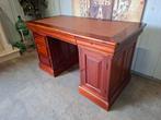 klassieke bureau, schrijftafel, desk, met lederen inleg,, Antiek en Kunst, Ophalen of Verzenden