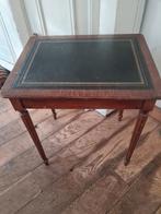 Vintage bijzettafeltje met leren blad, Ophalen of Verzenden