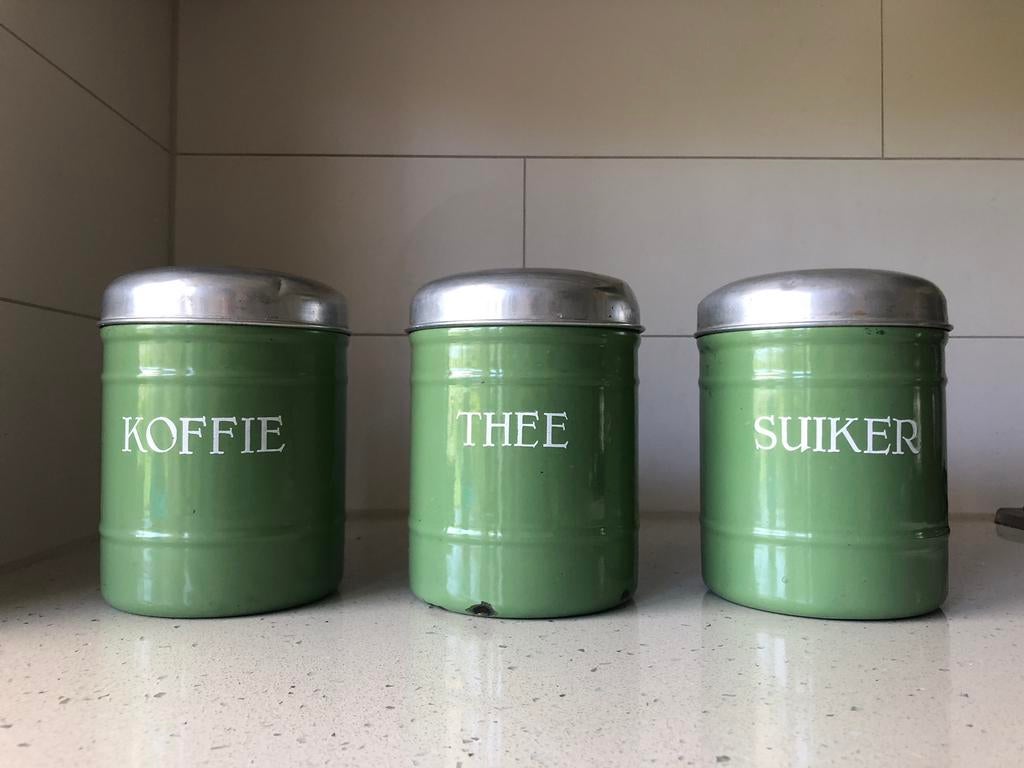 emaille voorraadbussen resedagroen, Ophalen of Verzenden