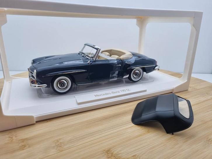Norev Mercedes 190 SL 1957 Cabriolet Softtop Blue 1:18, Hobby en Vrije tijd, Modelauto's | 1:18, Nieuw, Auto, Norev, Ophalen of Verzenden