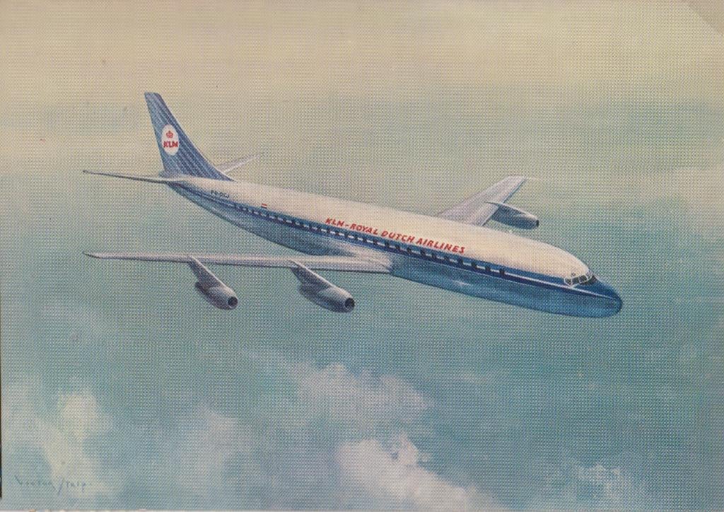 Nederland KLM Douglas DC-8, Verzamelen, Ansichtkaarten | Themakaarten, Verzenden, 1960 tot 1980, Ongelopen