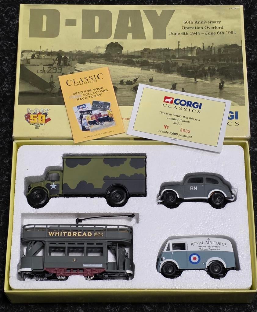 Corgi Toys D-Day Gift Set met 4 modellen Tram & Auto's MIB!, Hobby en Vrije tijd, Modelauto's | 1:43, Ophalen of Verzenden, Auto