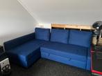 IKEA FRIHETEN slaapbank met opbergruimte, donkerblauw, Ophalen, Blauw, Tweepersoons, Zo goed als nieuw