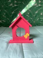 Handgemaakt vogelvoederhuisje/vetbolhouder rood met vlinders, Ophalen, Nieuw