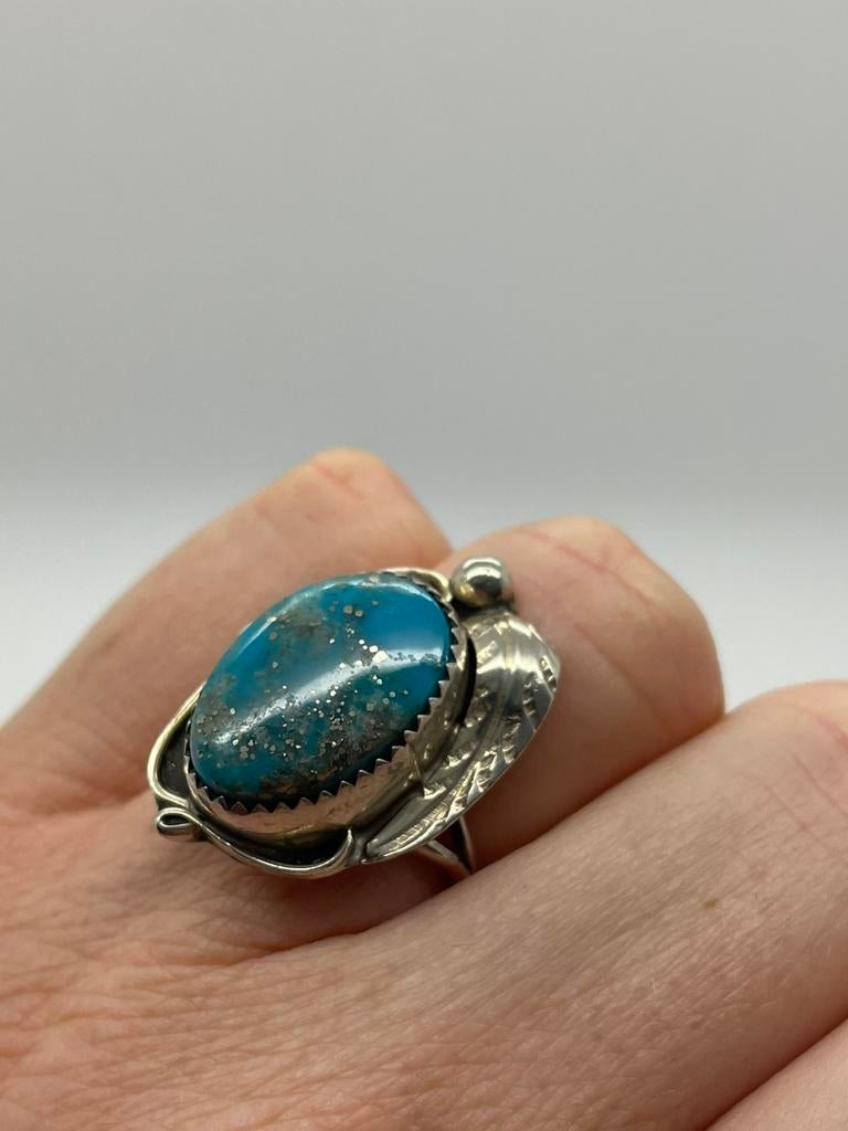 D684 Prachtige zilveren Navajo ring gesigneerd maat 18, 18 tot 19, Ophalen of Verzenden, X, Dame of Heer