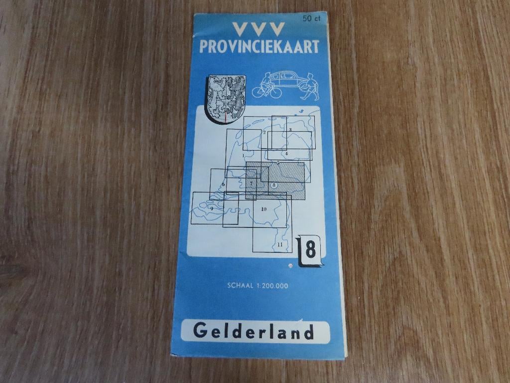 jaren 60 Provincie kaart Gelderland, nr 8 Uitgave V.V.V., Boeken, Atlassen en Landkaarten, Gelezen, Overige atlassen, Verzenden