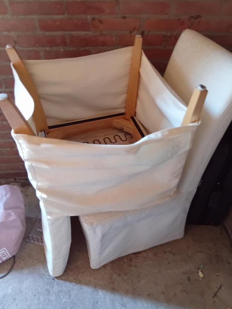 2 stoelen met wasbare hoezen, Huis en Inrichting, Stoelen, Gebruikt, Twee, Wit, Ophalen of Verzenden